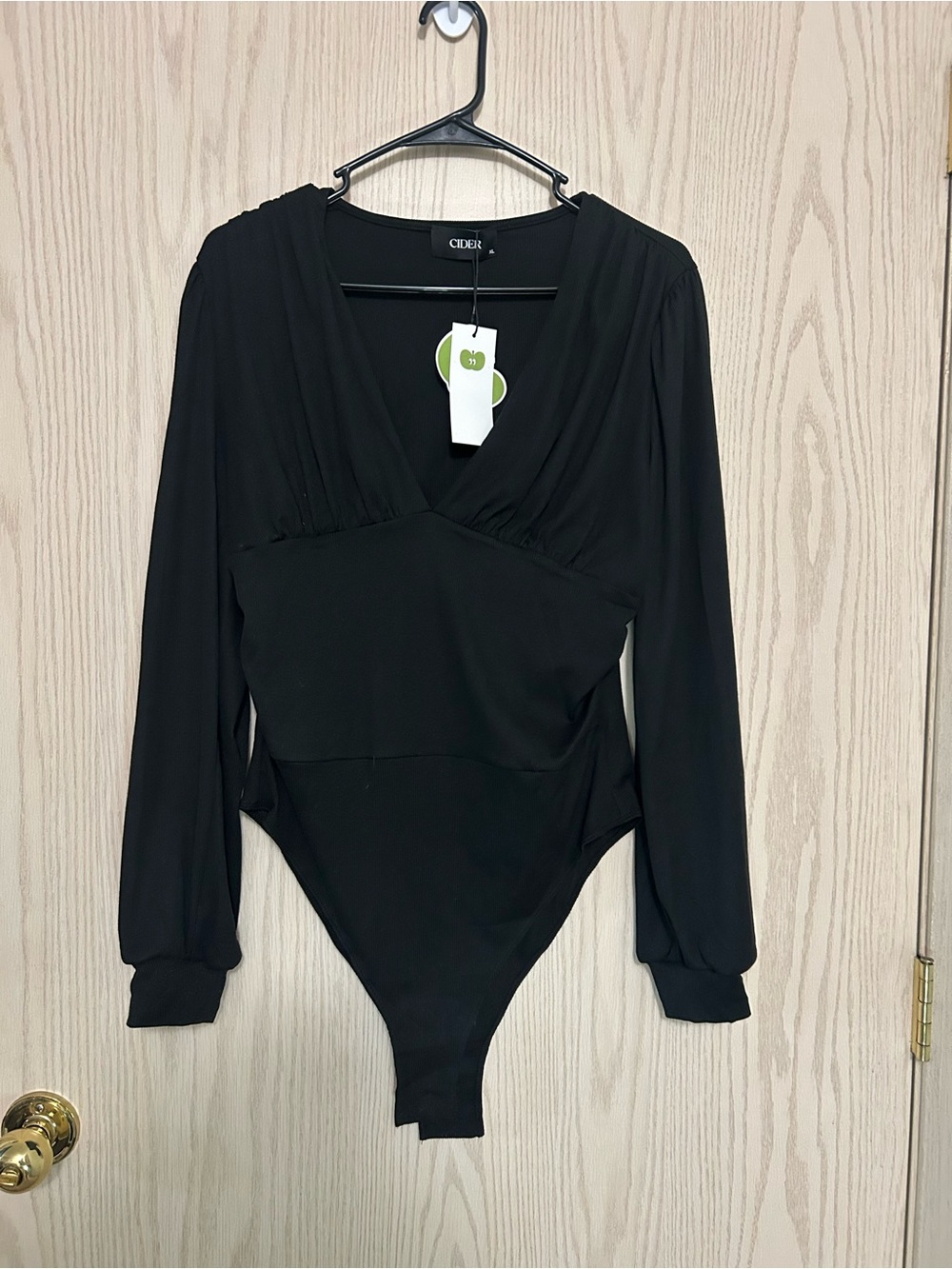 Cider Black Ribbed Long Sleeve Top